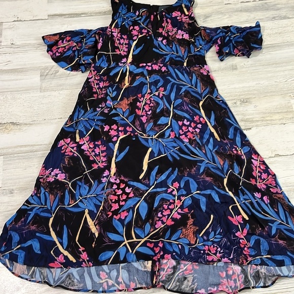 Anthropologie Maeve Elia Cold Shoulder Floral Dress Size 6 - Picture 3 of 10